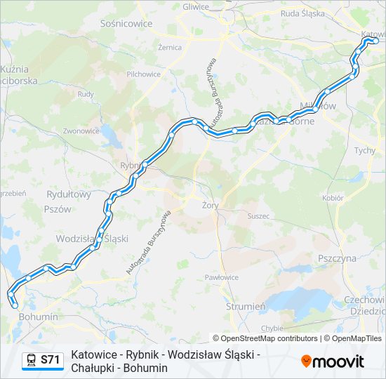 Поезд S71: карта маршрута