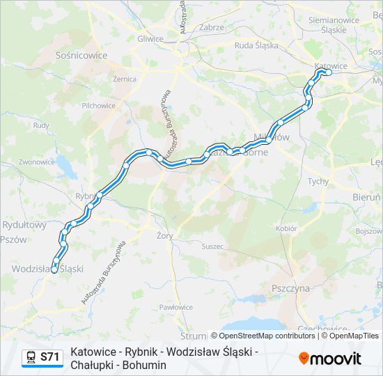 Поезд S71: карта маршрута