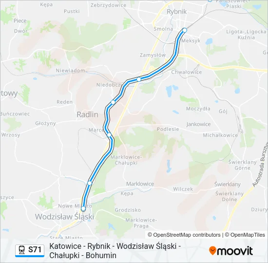 Поезд S71: карта маршрута