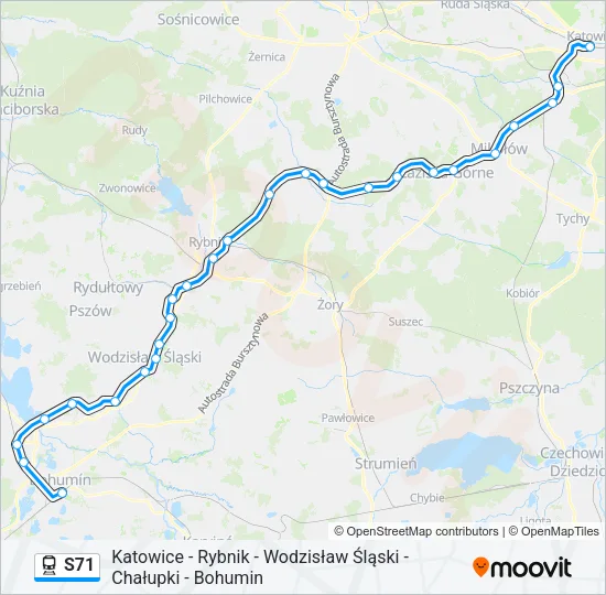 Поезд S71: карта маршрута
