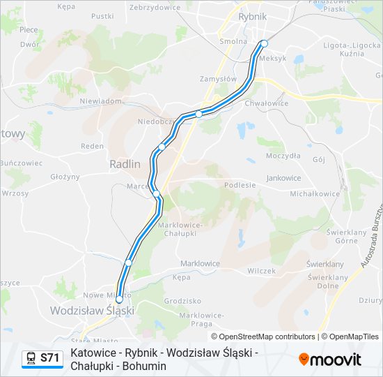 S71 train Line Map