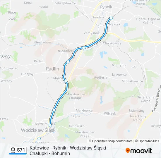 Поезд S71: карта маршрута