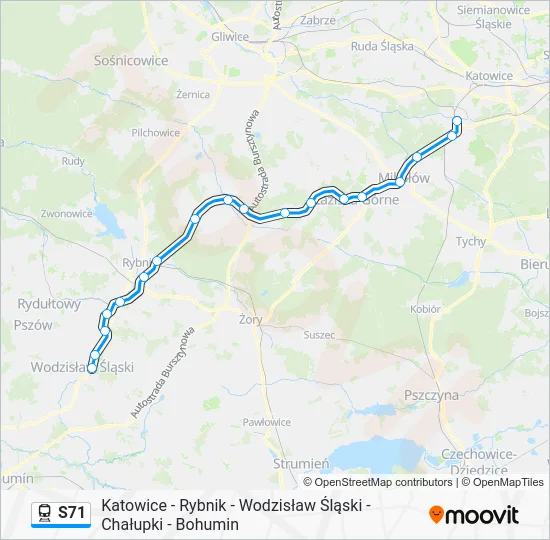 Поезд S71: карта маршрута