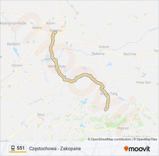 S51 train Line Map