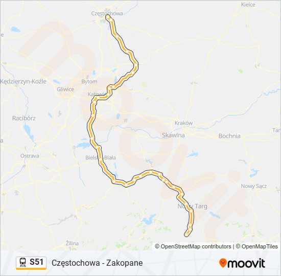 S51 train Line Map