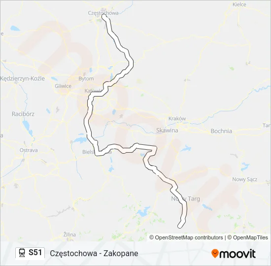 Поезд S51: карта маршрута