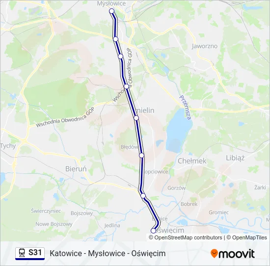 Поезд S31: карта маршрута