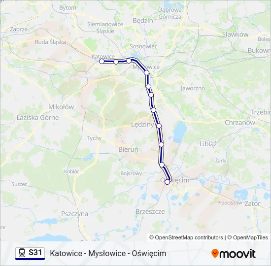 Поезд S31: карта маршрута
