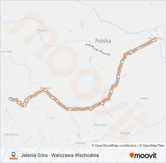 Поезд IC 61100: карта маршрута
