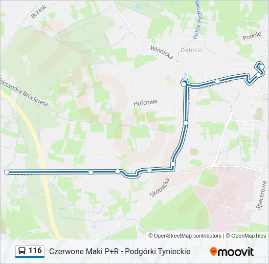Автобус 116: карта маршрута