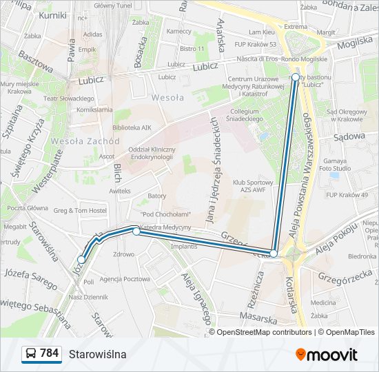 784 bus Line Map