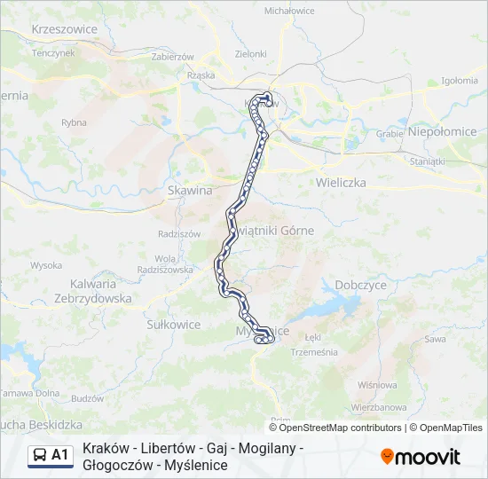 Автобус A1: карта маршрута