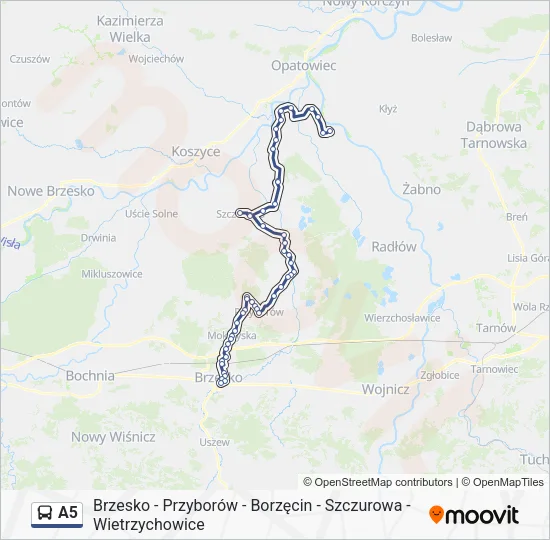 Автобус A5: карта маршрута