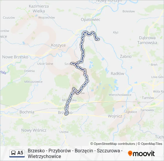 Автобус A5: карта маршрута