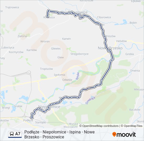 Автобус A7: карта маршрута