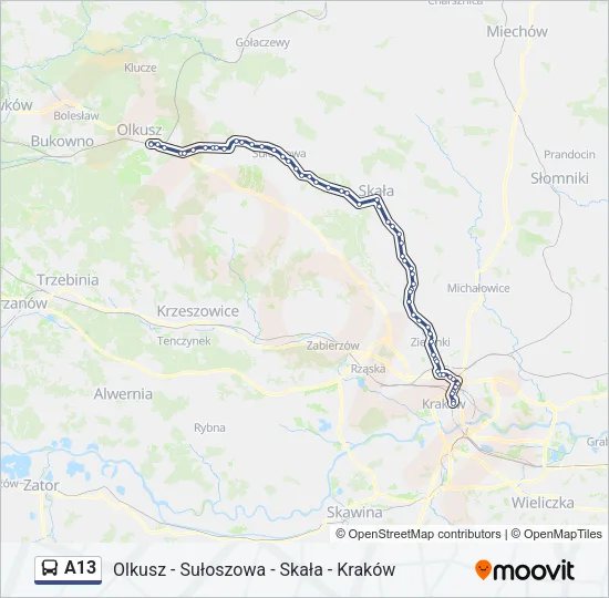 A13 Bus Line Map