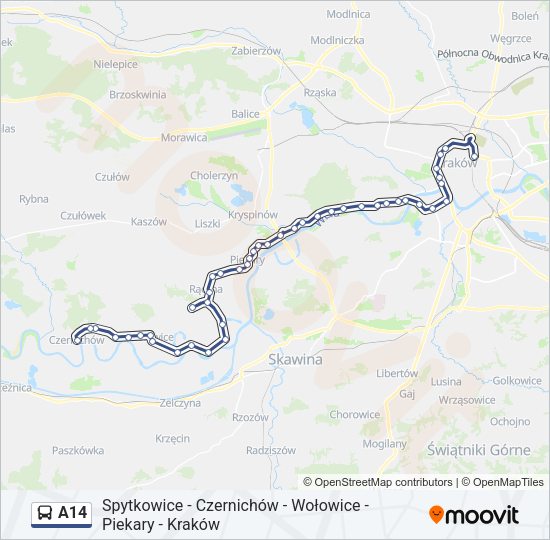 A14 Bus Line Map