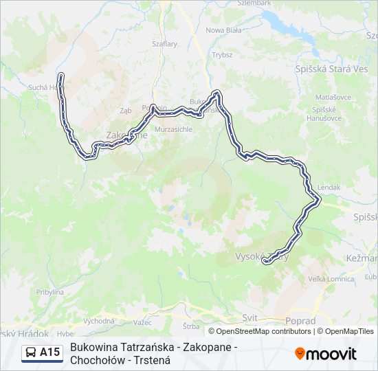 Автобус A15: карта маршрута