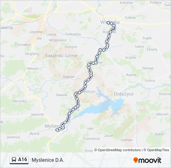 Автобус A16: карта маршрута