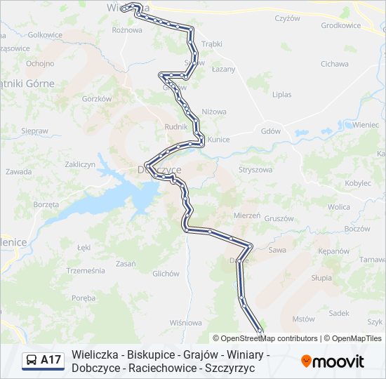 Автобус A17: карта маршрута