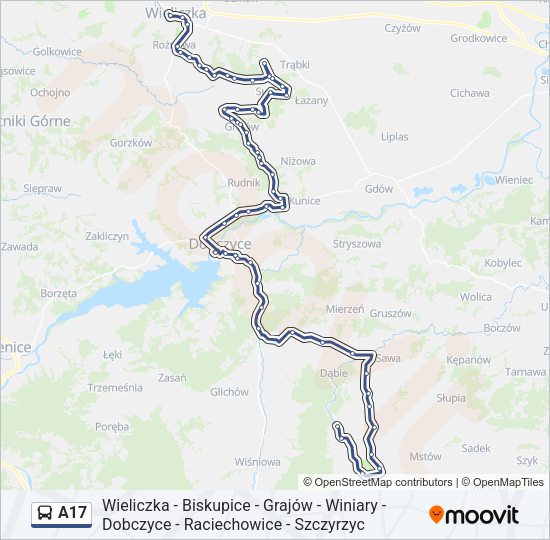 Автобус A17: карта маршрута