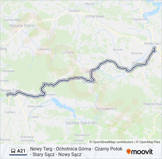 A21 bus Line Map