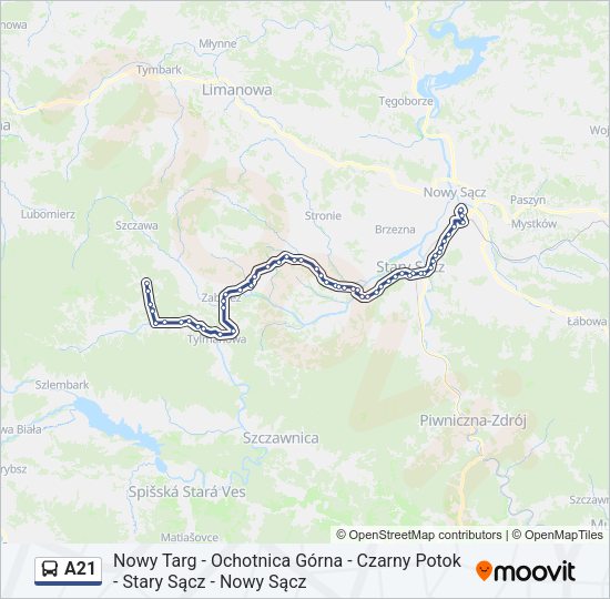 A21 bus Line Map