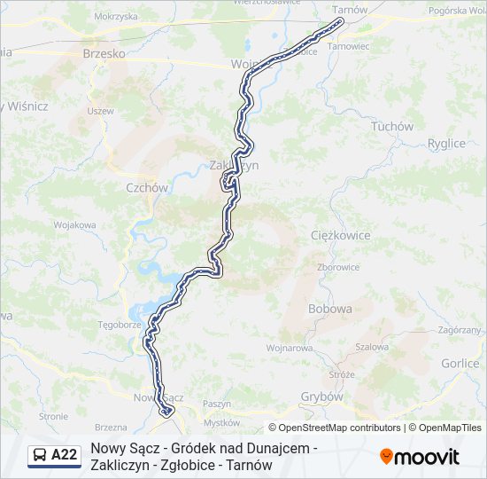 A22 bus Line Map