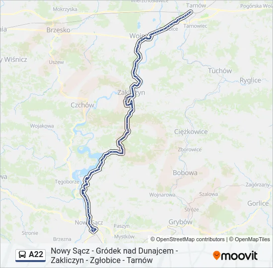A22 Bus Line Map