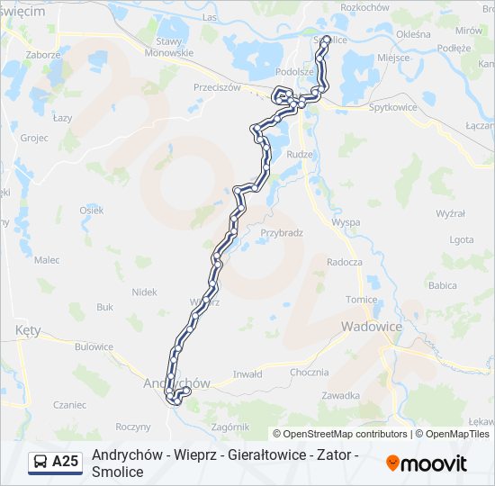 Автобус A25: карта маршрута