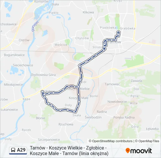 Bus A29: карта маршрута