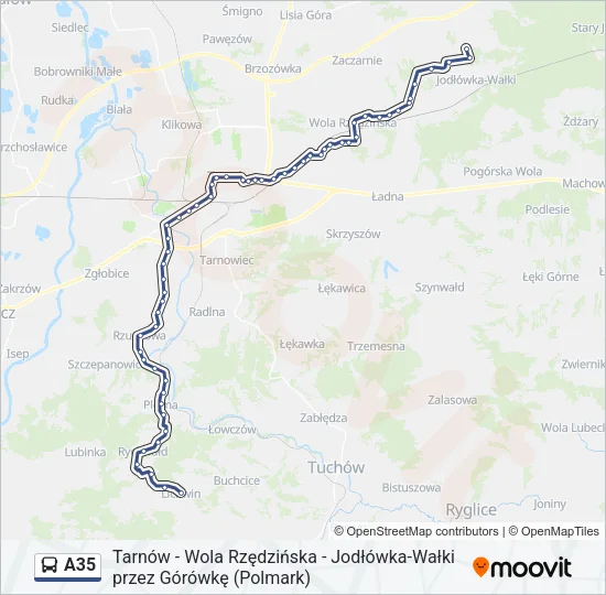 Автобус A35: карта маршрута