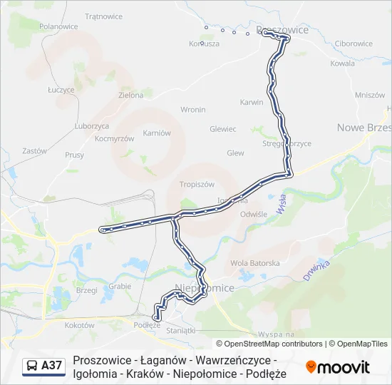 Автобус A37: карта маршрута