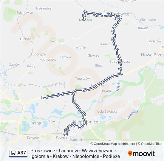 A37 bus Line Map