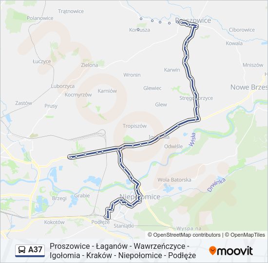 Автобус A37: карта маршрута