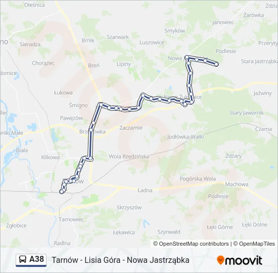 A38 Bus Line Map