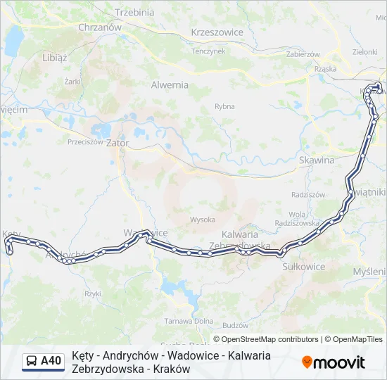 Автобус A40: карта маршрута