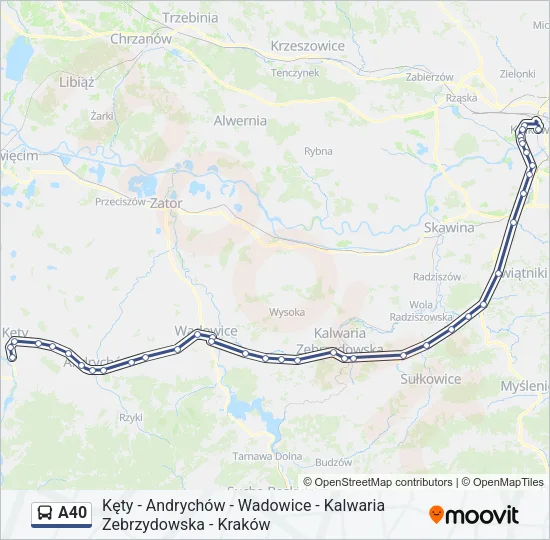 Автобус A40: карта маршрута
