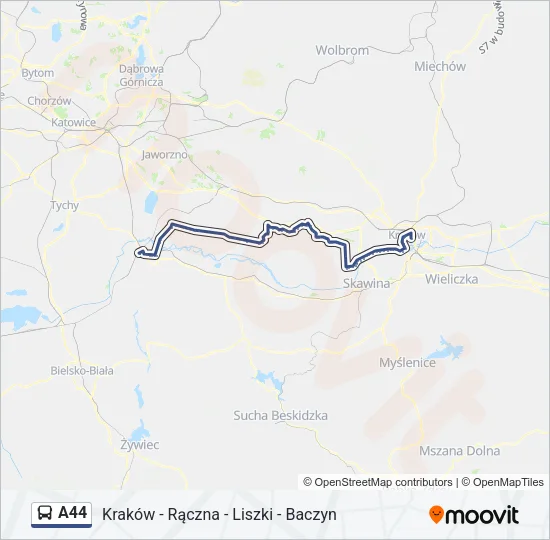 Автобус A44: карта маршрута