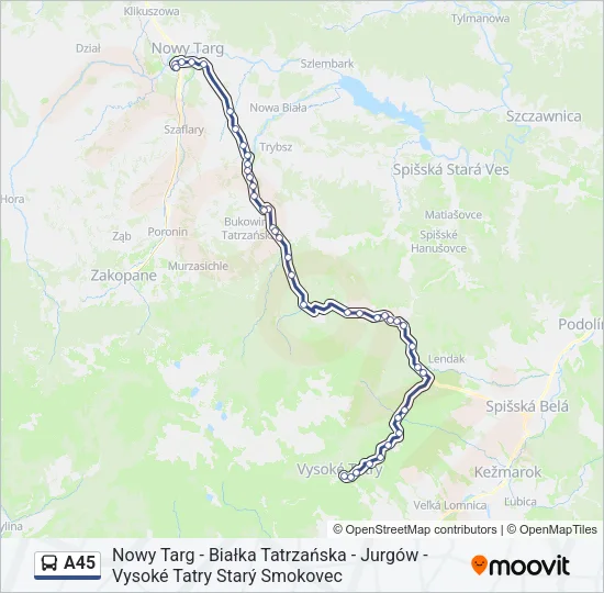 A45 Bus Line Map