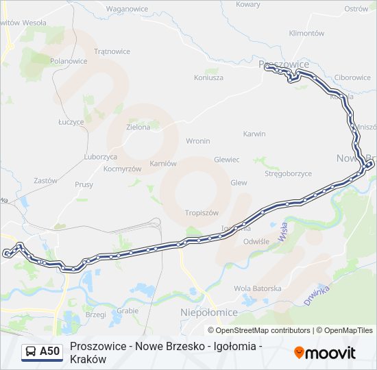 A50 Bus Line Map