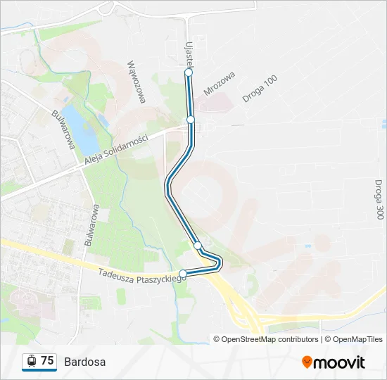 Трамвай 75: карта маршрута