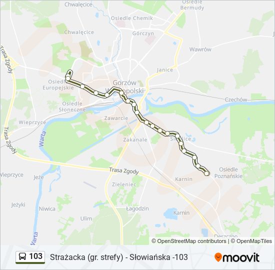 103 bus Line Map