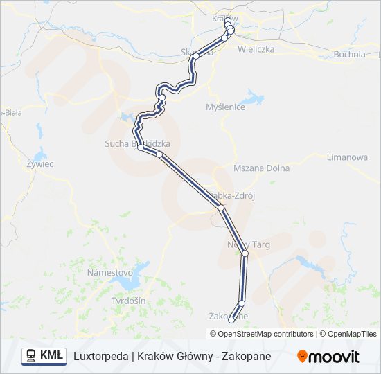 KMŁ train Line Map