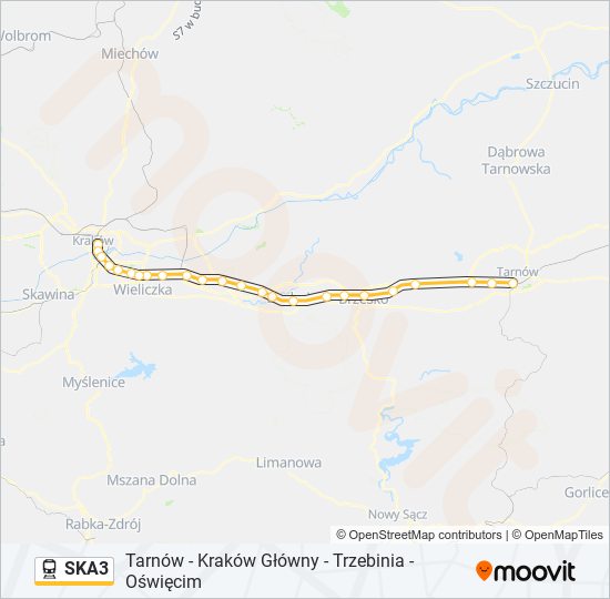 Mapa linii kolej SKA3