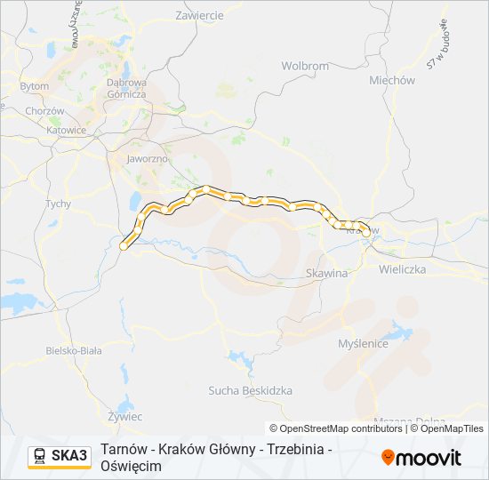 Mapa linii kolej SKA3