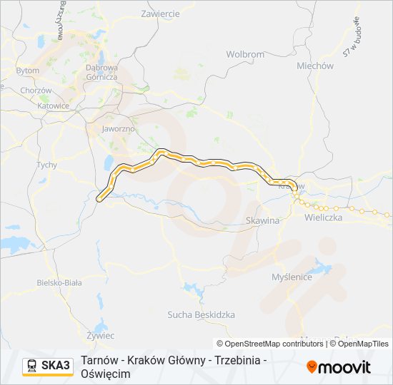 Mapa linii kolej SKA3