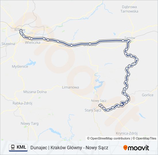 KMŁ train Line Map