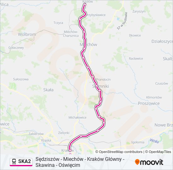 Mapa linii kolej SKA2