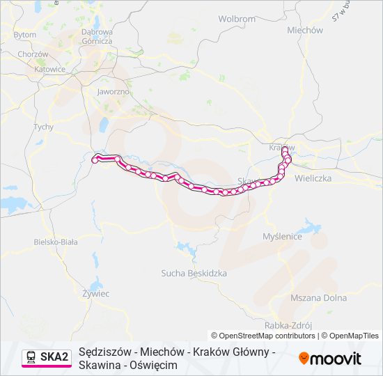 Mapa linii kolej SKA2